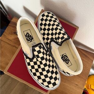 Brand new Vans Black and White Checkerboard Slip-On Shoes